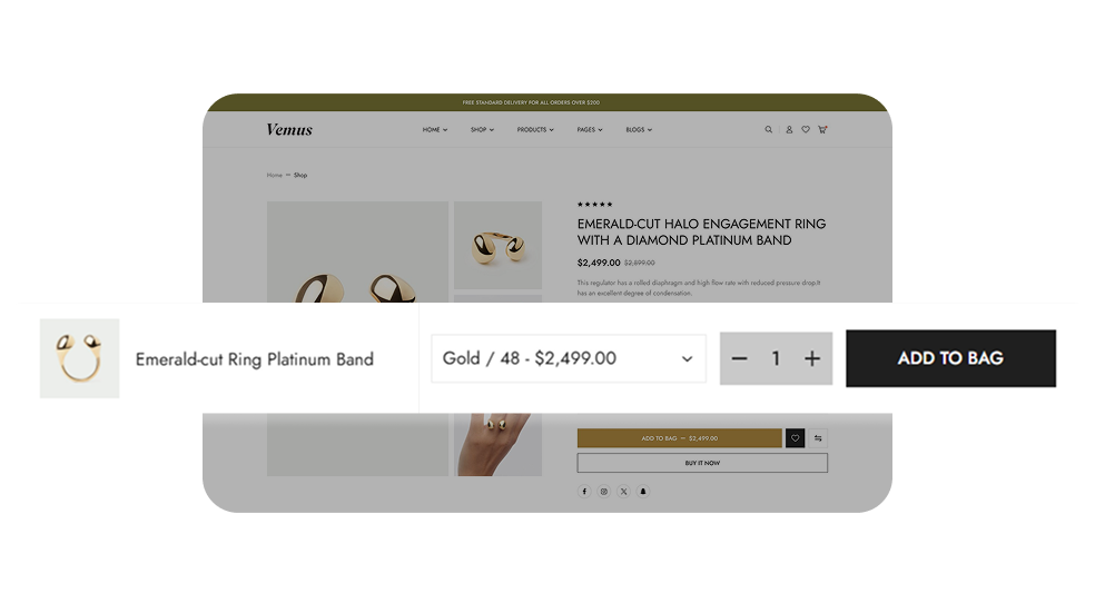 Vemus Jewelry Ecommerce project screenshot