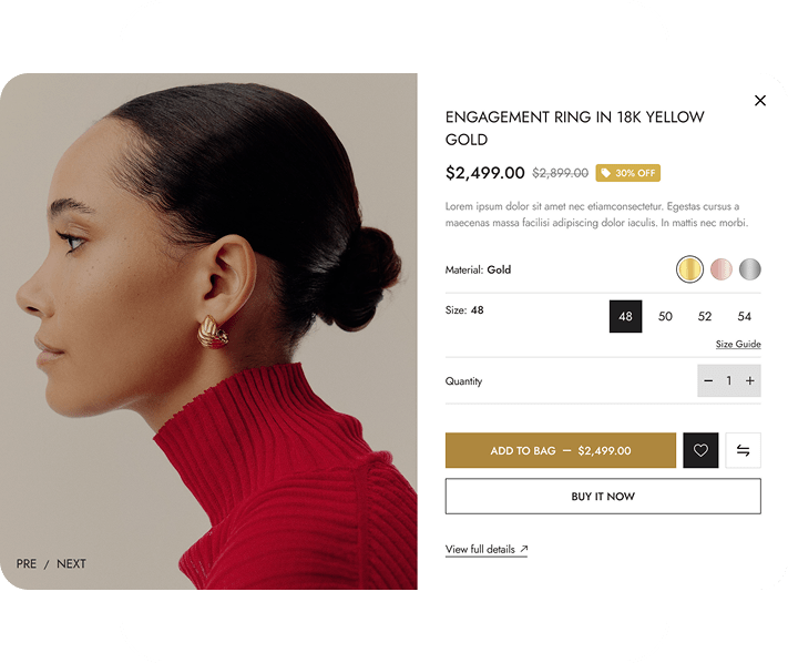 Vemus Jewelry Ecommerce project screenshot