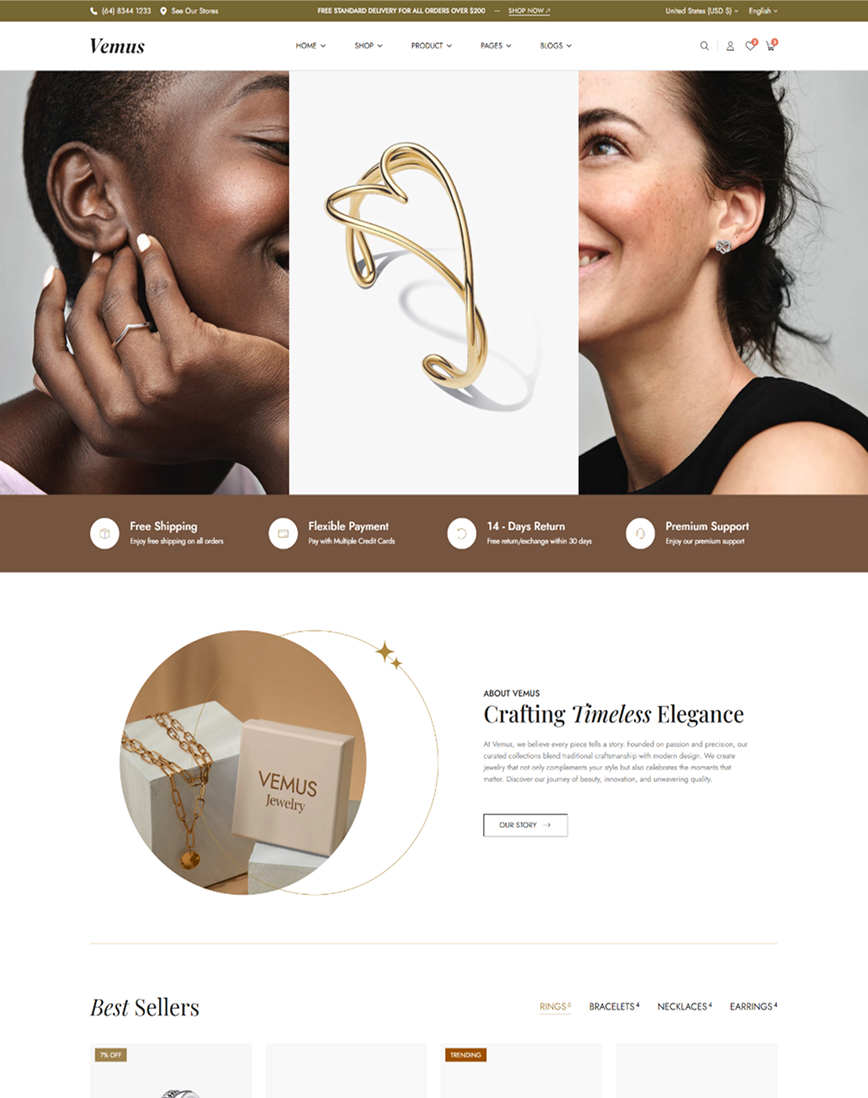 Vemus Jewelry Ecommerce project screenshot