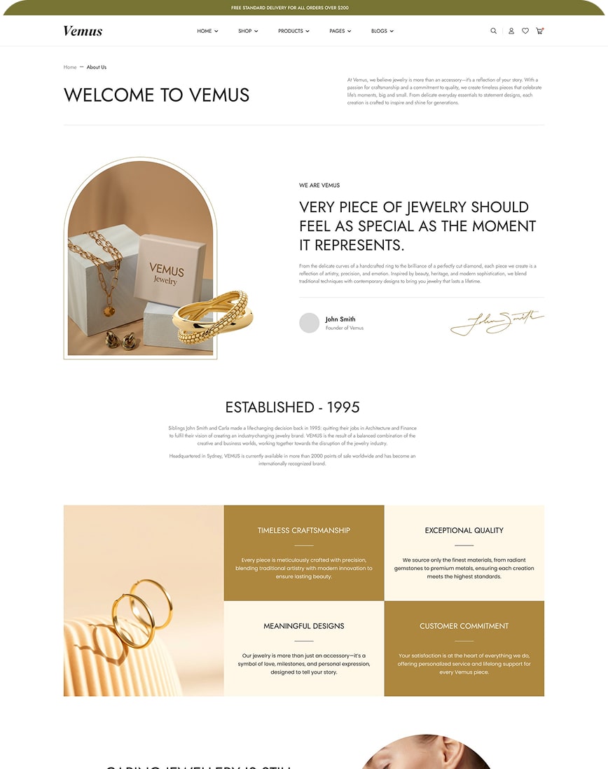 Vemus Jewelry Ecommerce project screenshot
