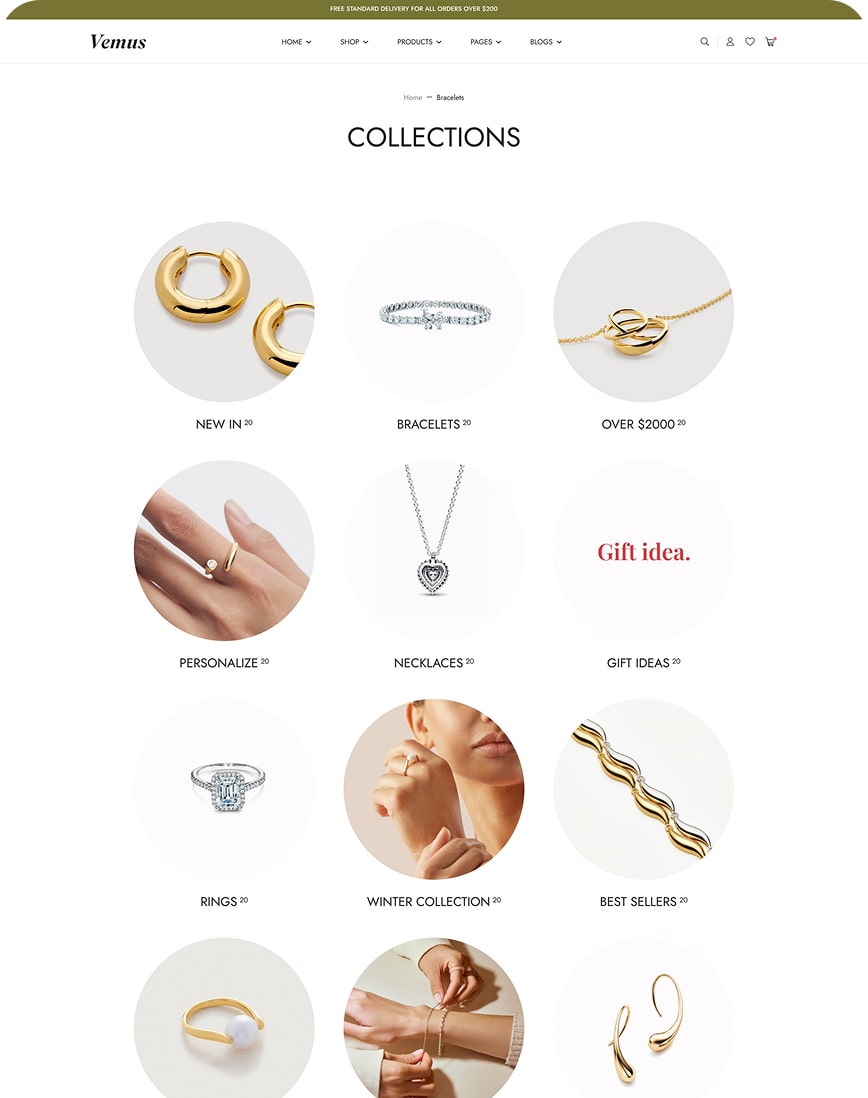 Vemus Jewelry Ecommerce project screenshot