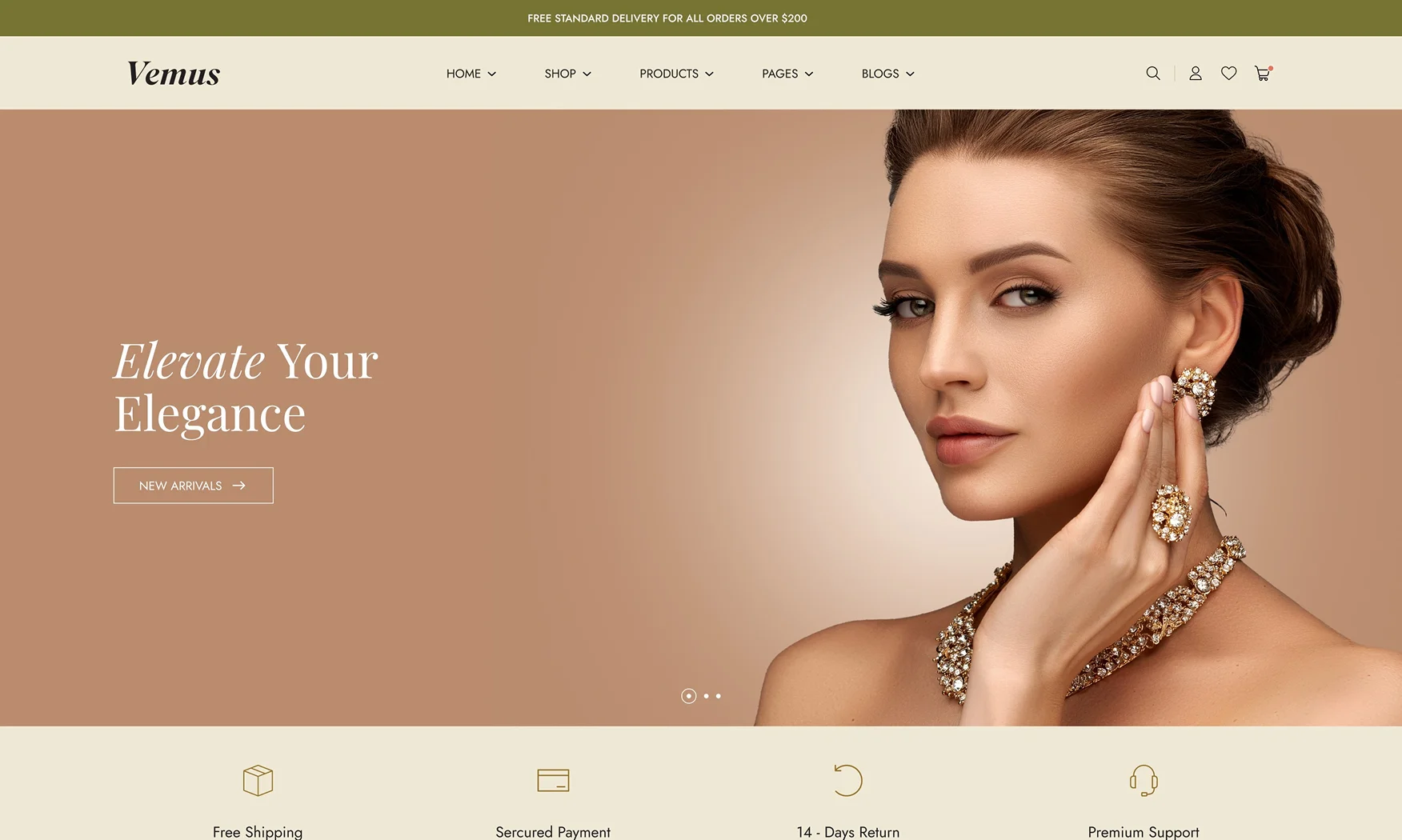 Vemus Jewelry Ecommerce project screenshot
